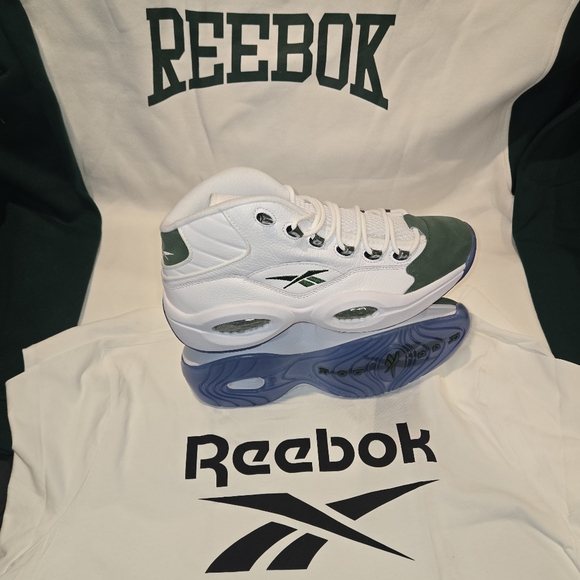 SOLD!! Mens Reebok Allen Iverson Question Mid Pine Green/White - Picture 5 of 10
